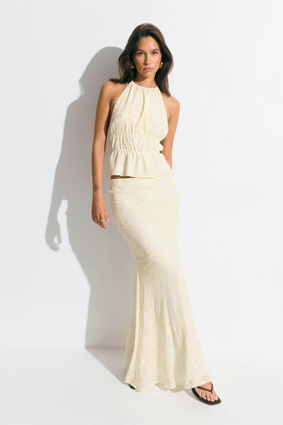 Embroidery maxi skirt