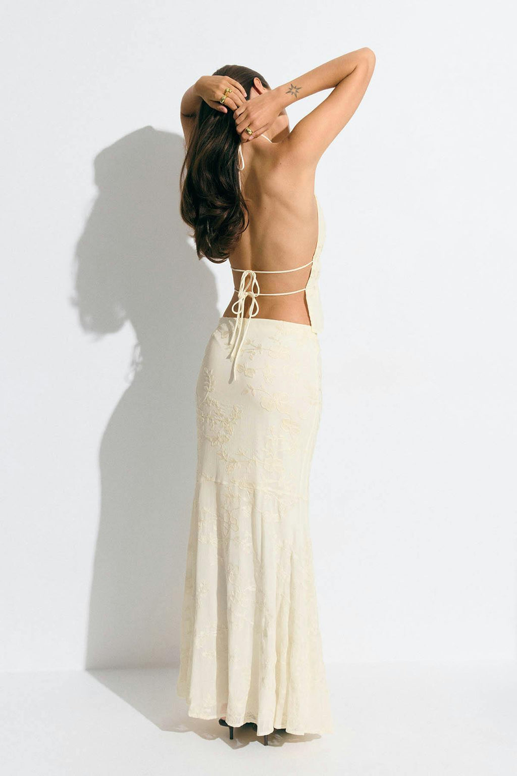 Embroidery maxi skirt