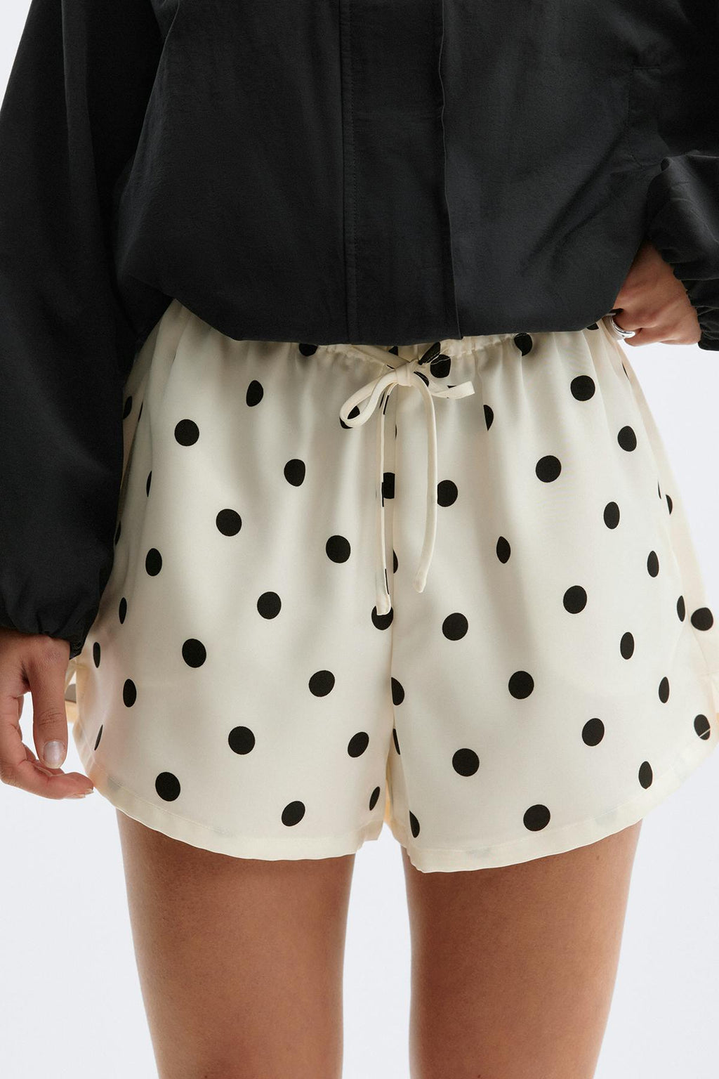 Satin drawstring shorts