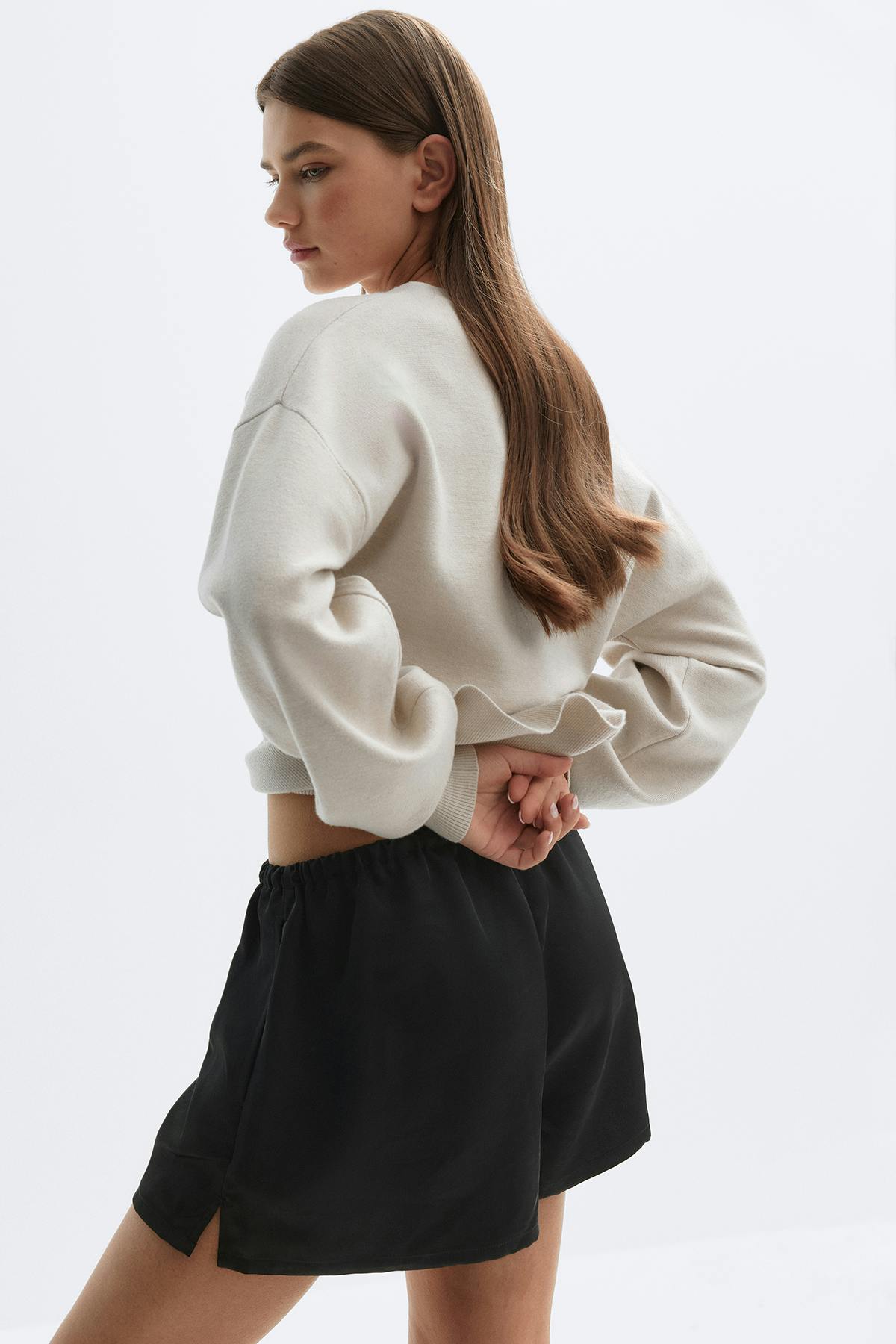 Satin drawstring shorts