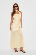 Floral maxi cowlneck dress