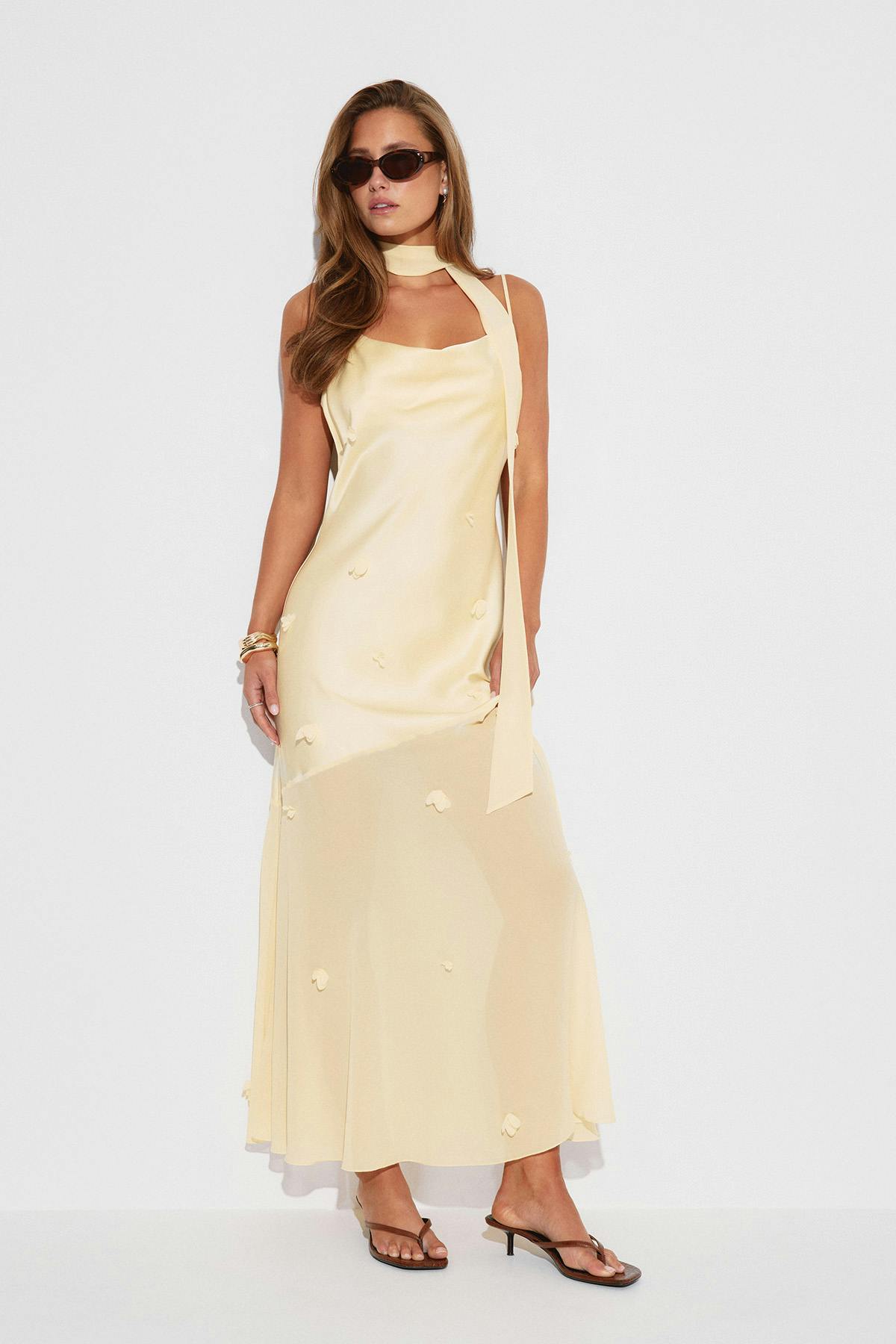 Floral maxi cowlneck dress