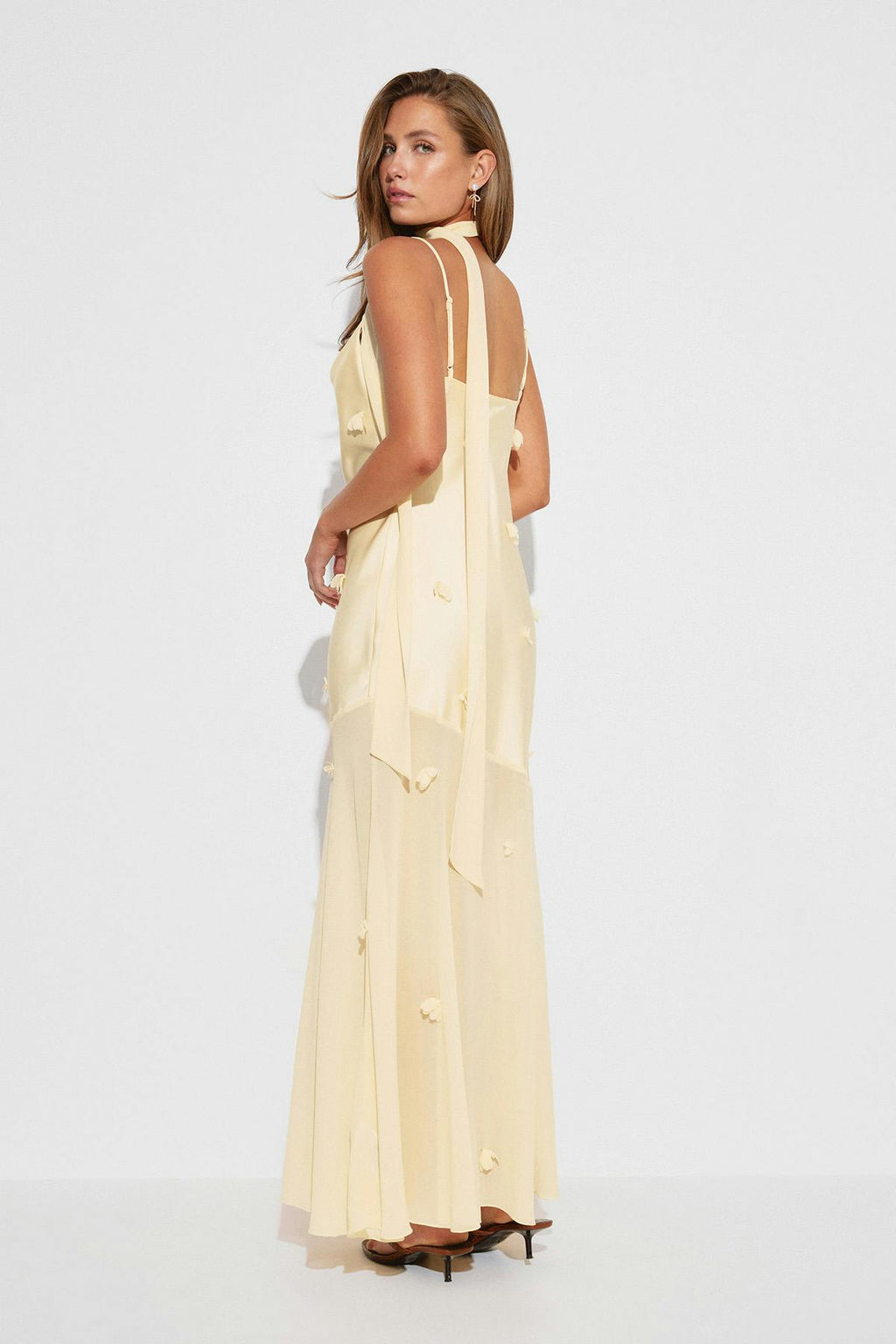 Floral maxi cowlneck dress