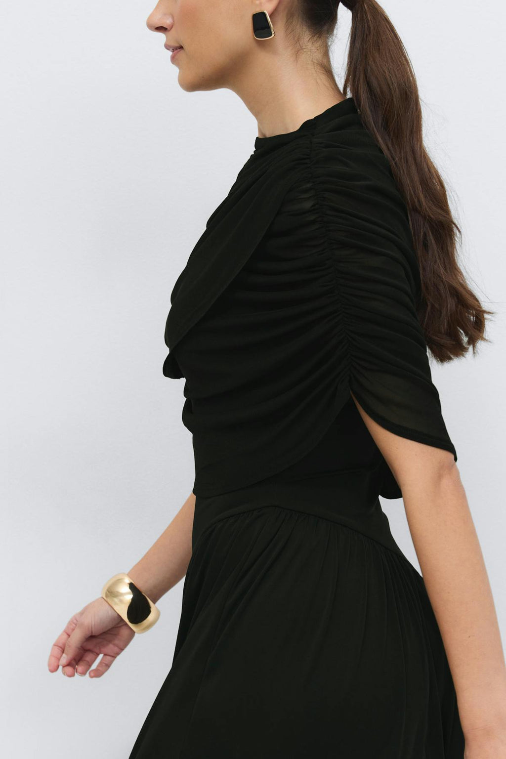 Draped cape maxi dress