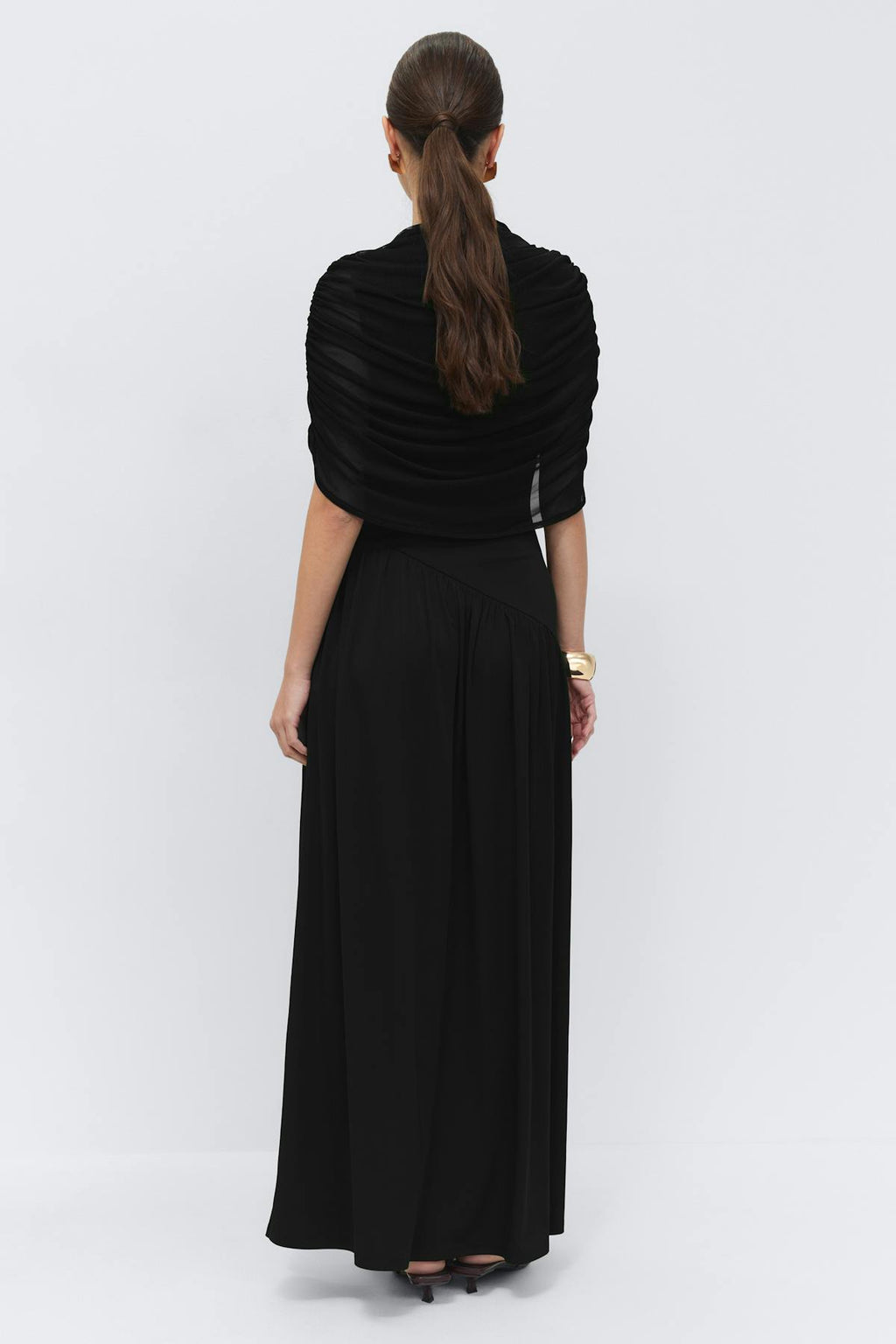 Draped cape maxi dress