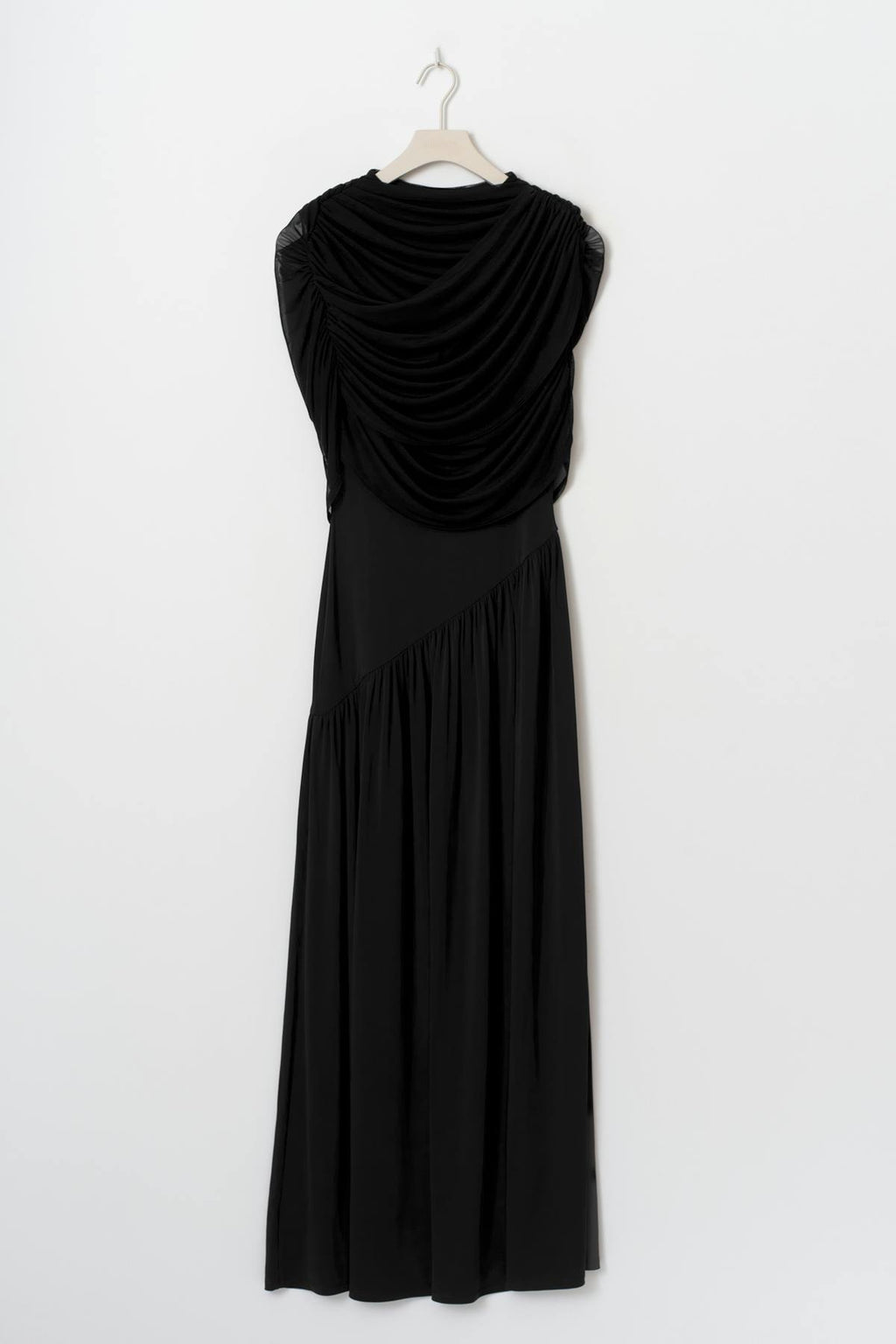 Draped cape maxi dress