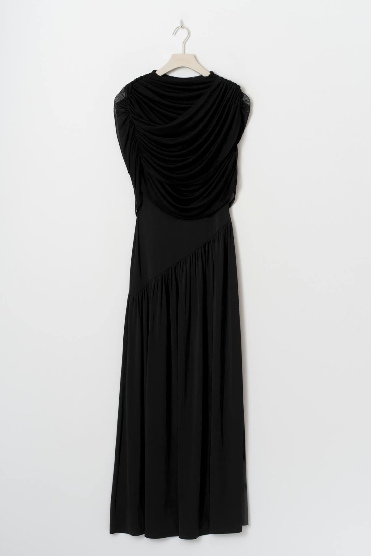 Draped cape maxi dress
