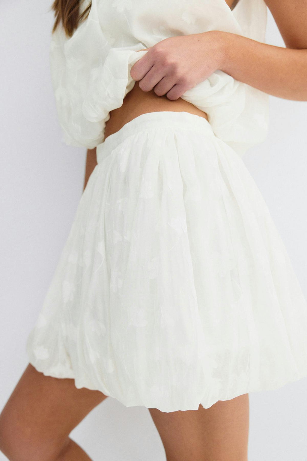 Floral bubble mini skirt