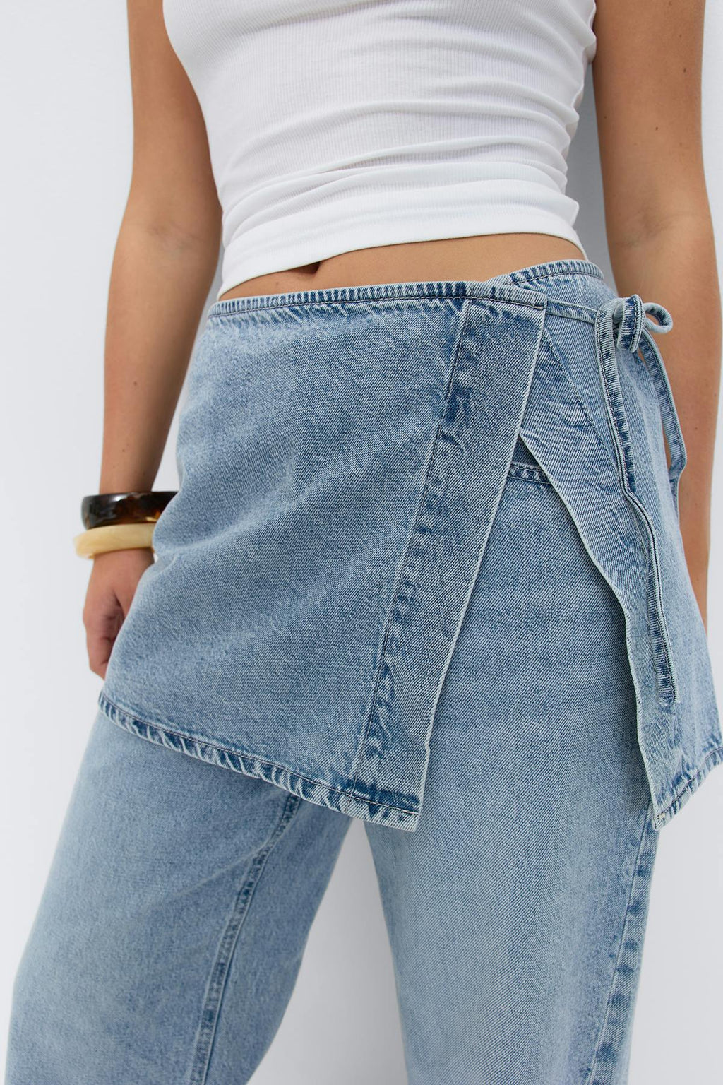 Wrap denim hip skirt