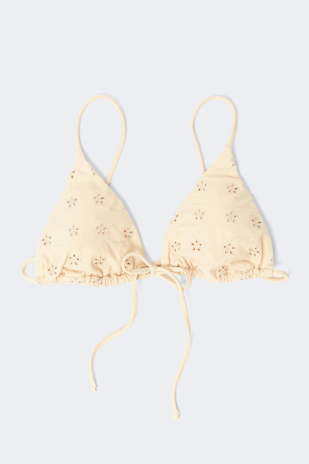 Embroidery triangle bikini top