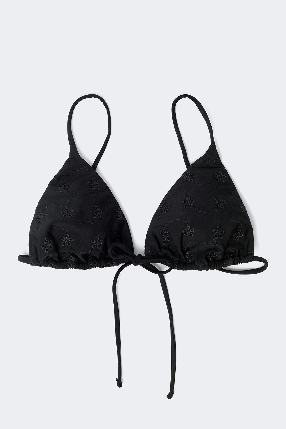 Embroidery triangle bikini top