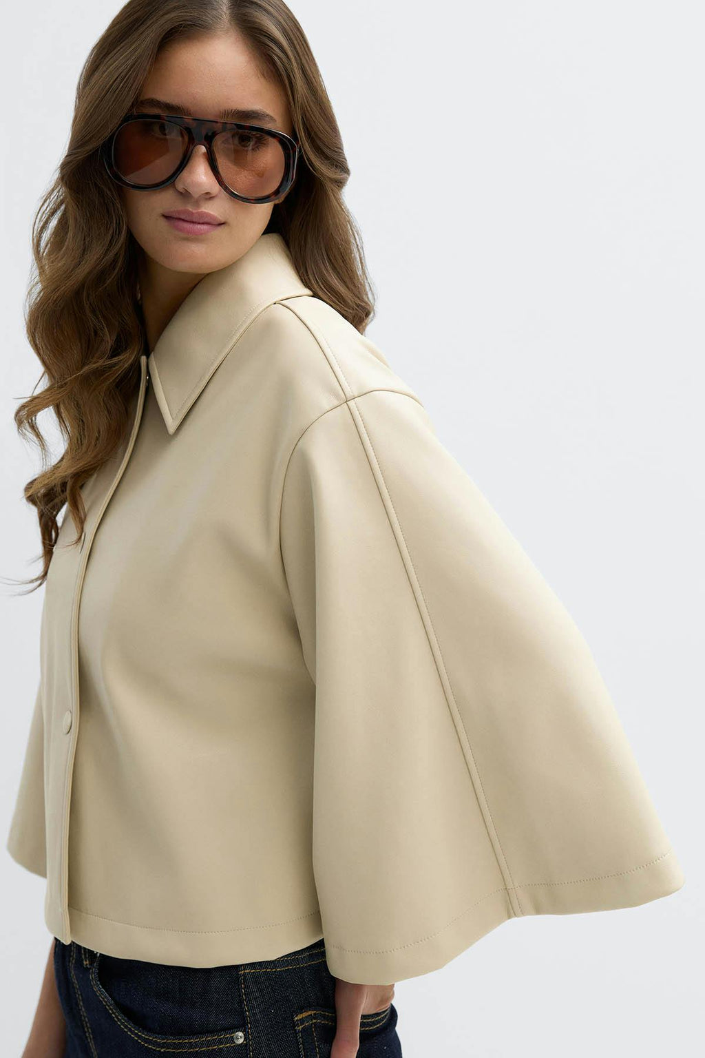 Pu cape jacket