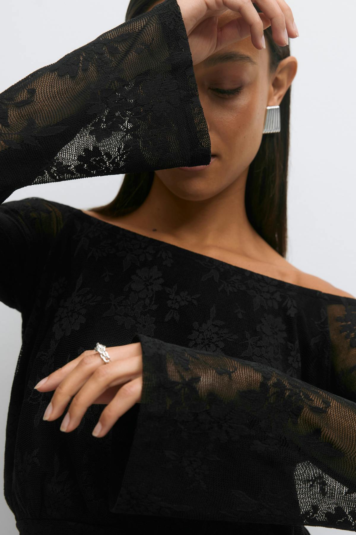 Lace off shoulder top