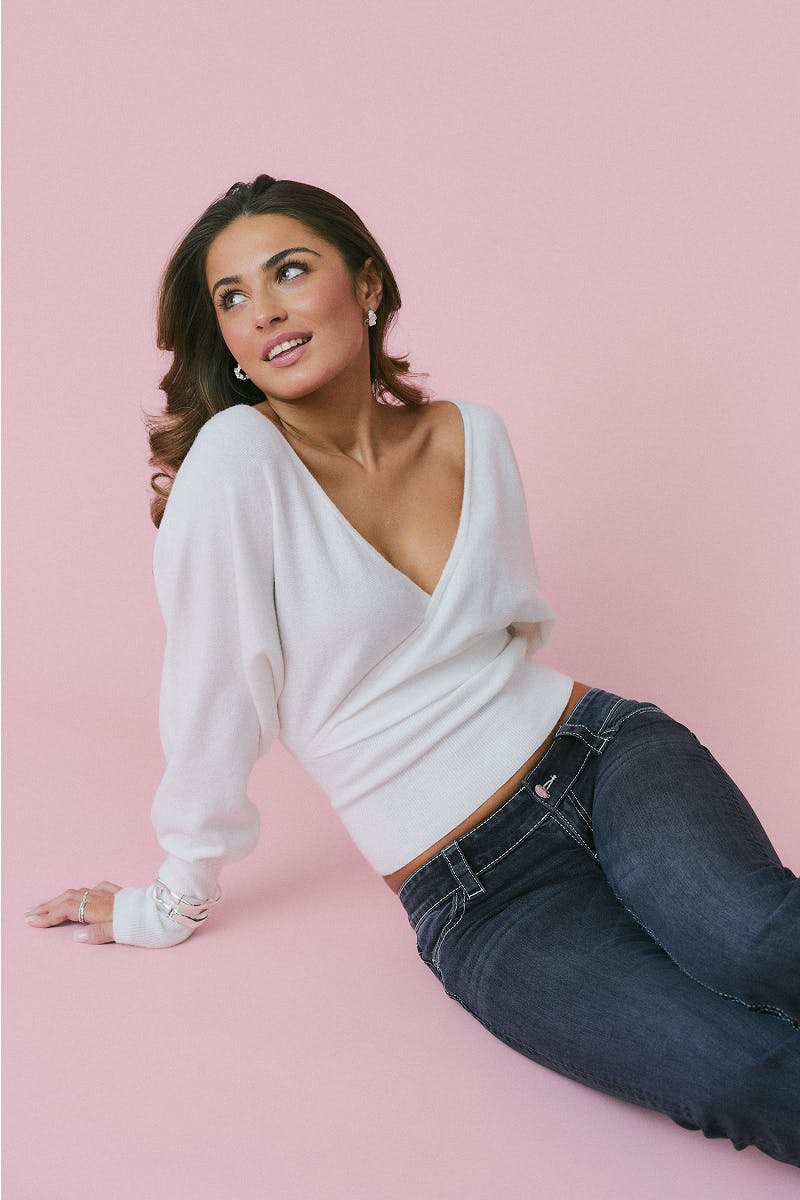14+ fitted wrap sweater
