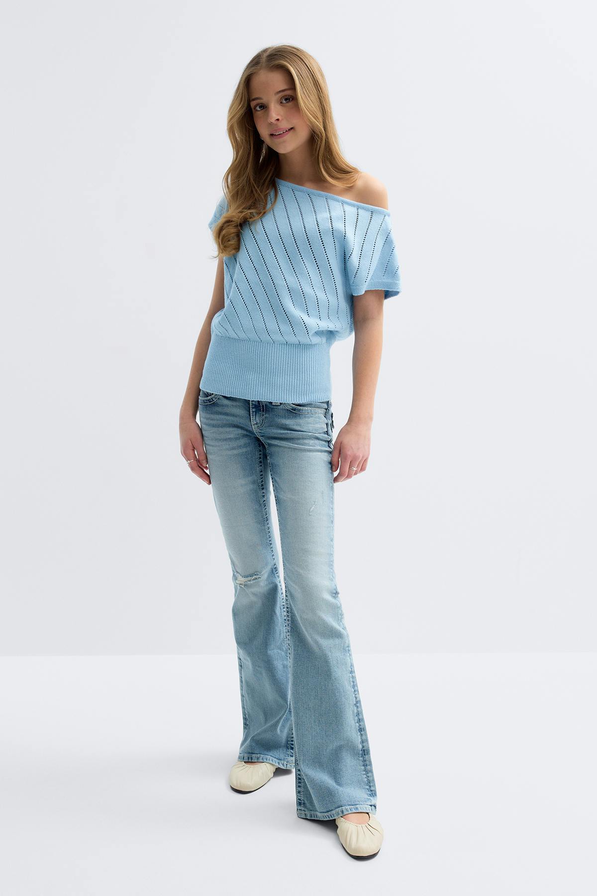 Y boatneck knitted top