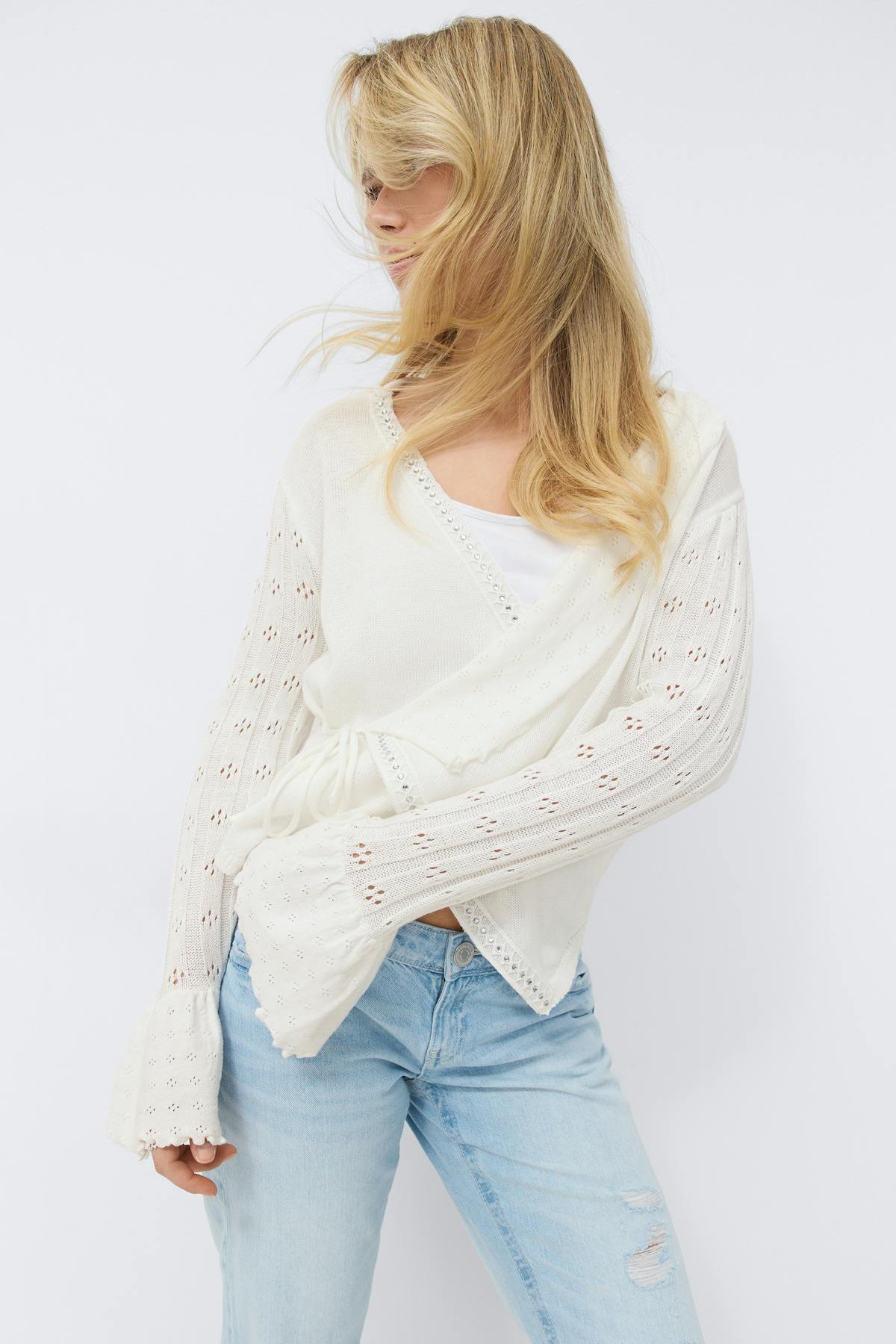 14+ knitted frill cardigan