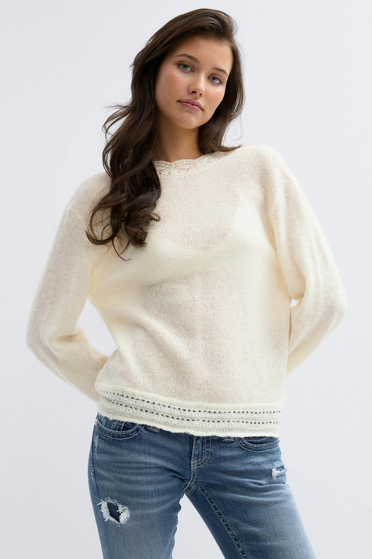 14+ knitted open back sweater
