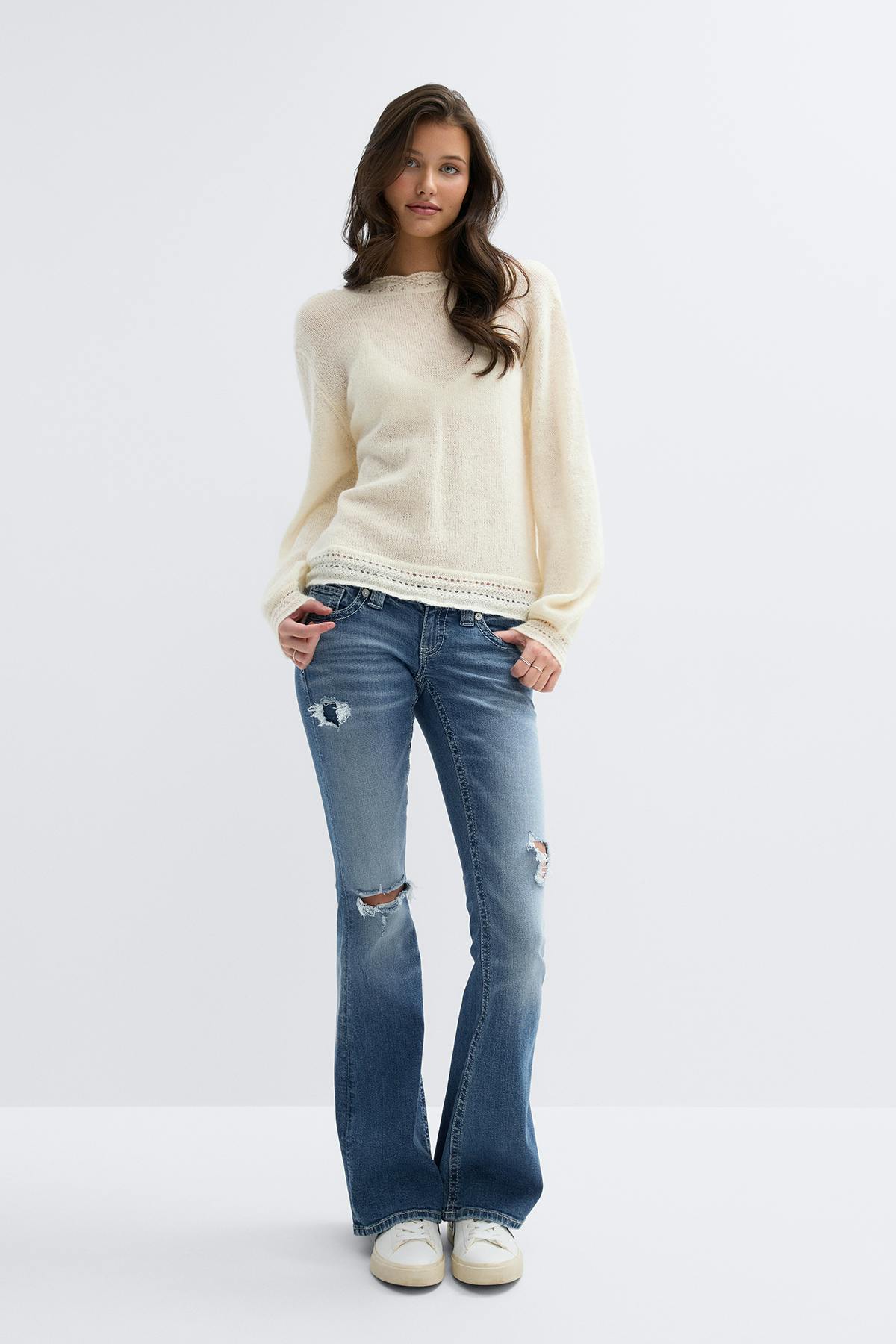 14+ knitted open back sweater