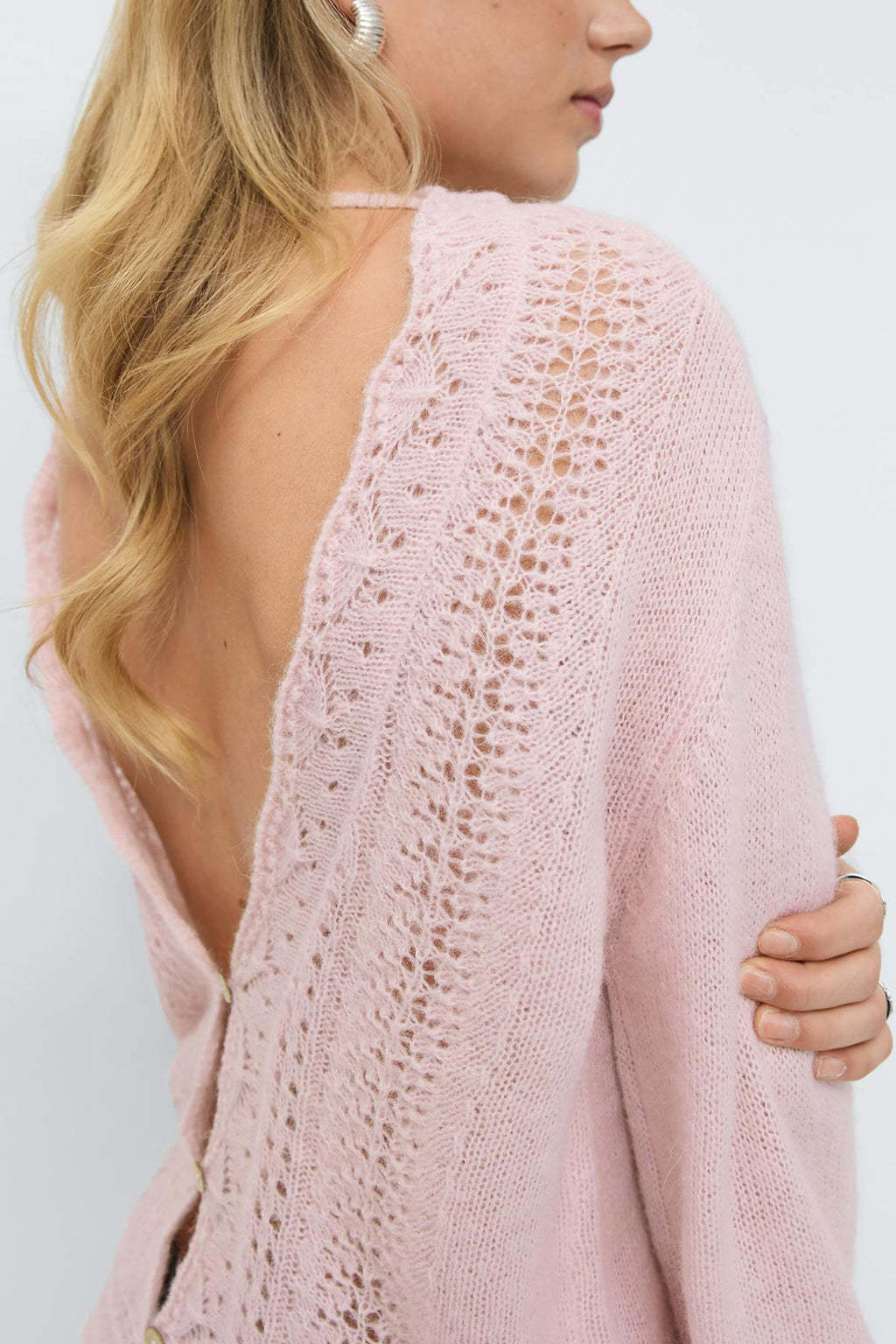 14+ knitted open back sweater