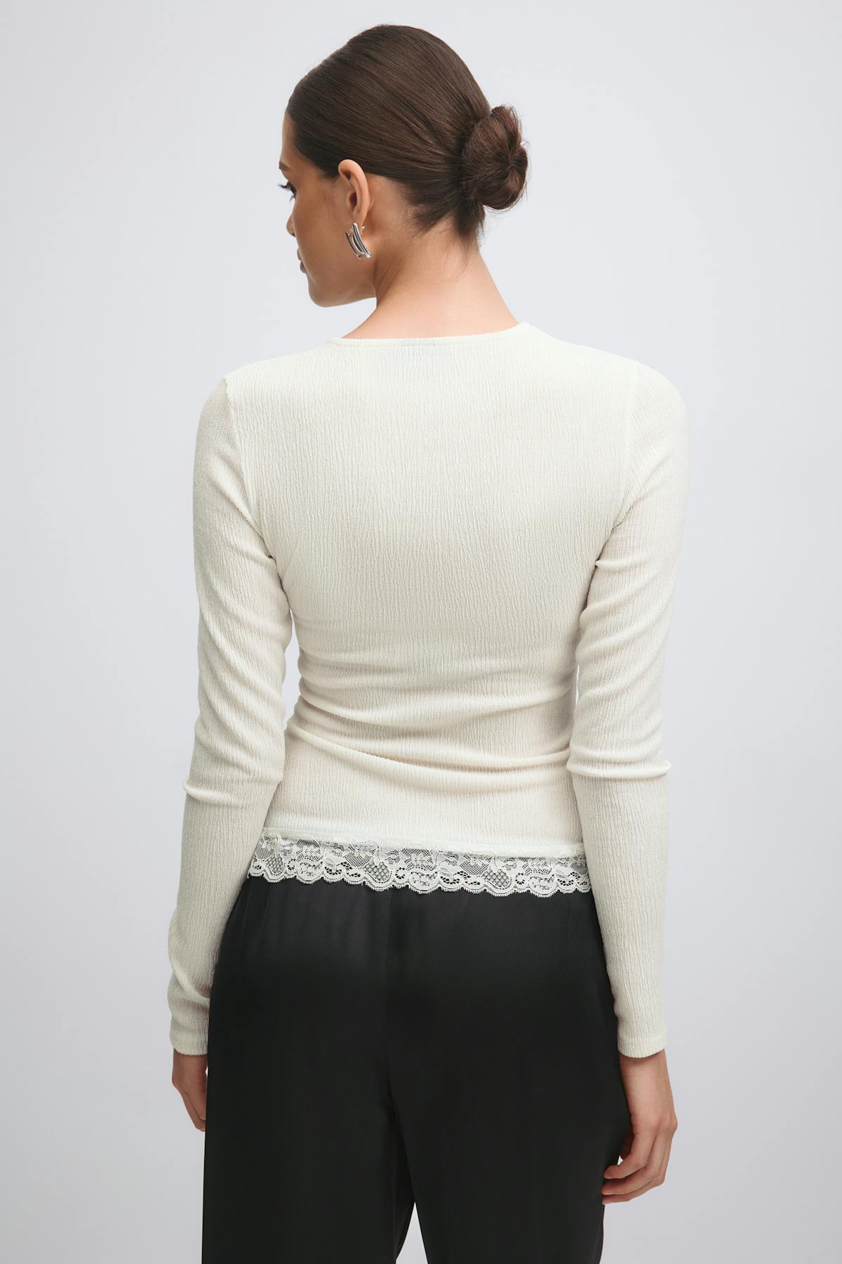 Asymmetric lace detail top