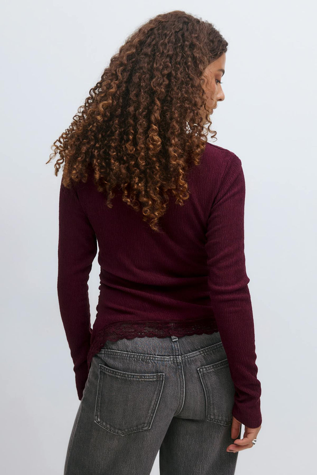 Asymmetric lace detail top