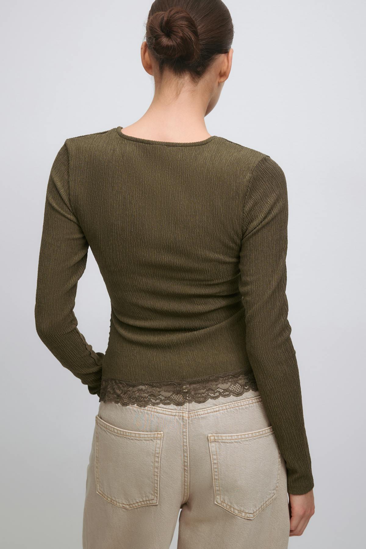 Asymmetric lace detail top