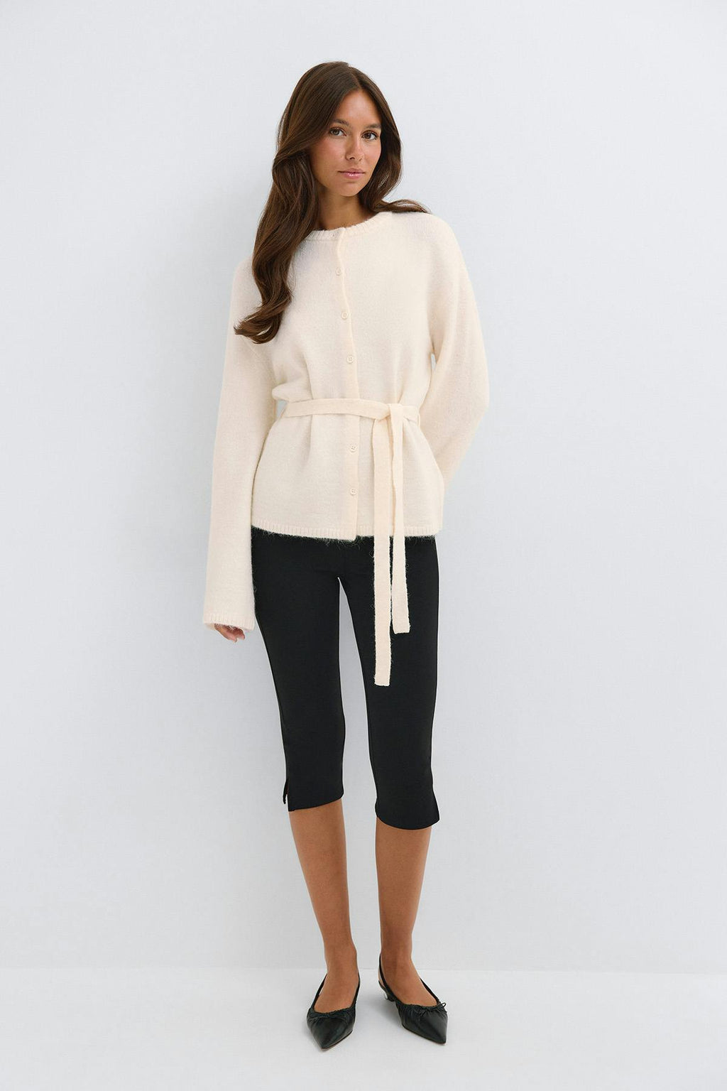 Knitted tie cardigan