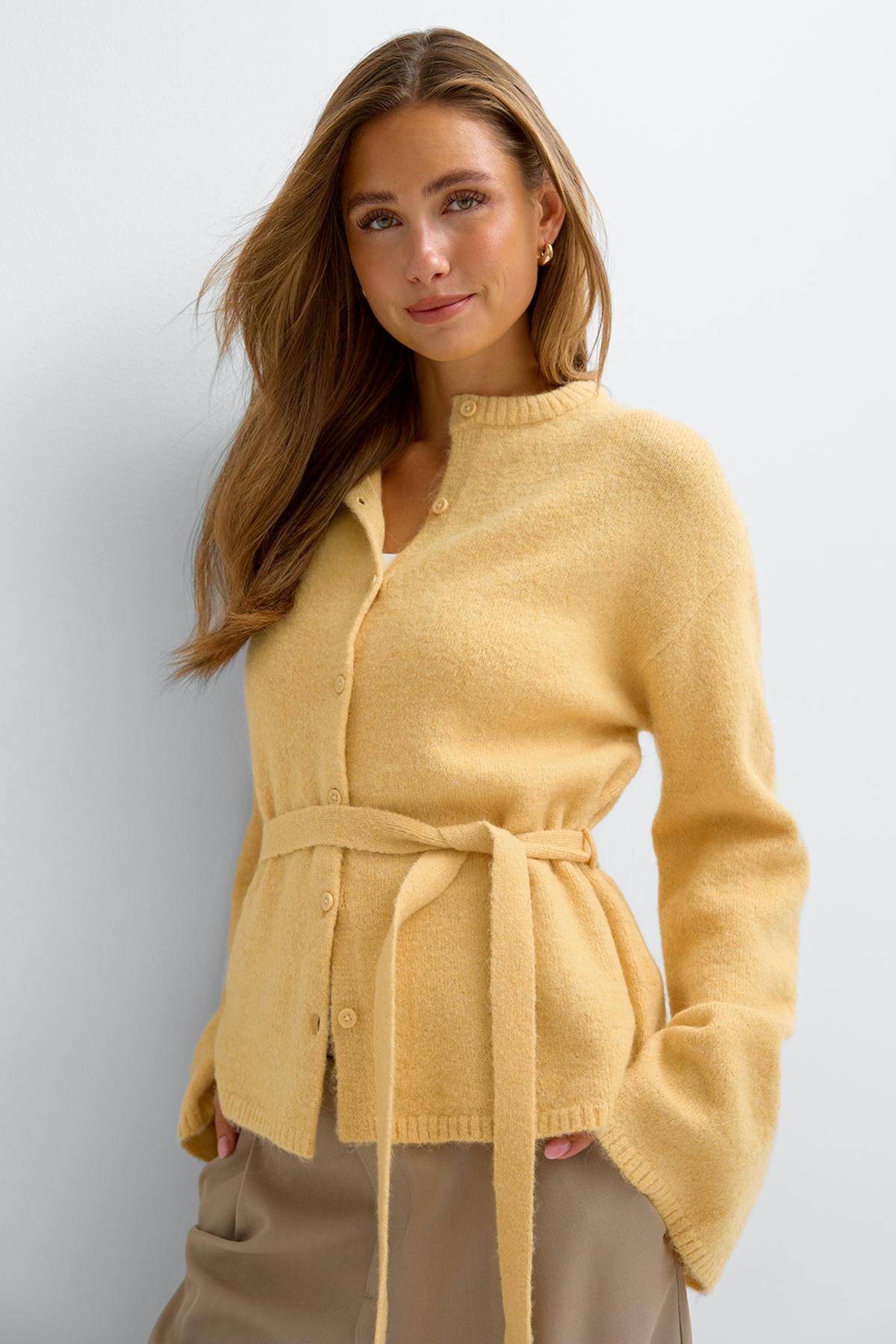 Knitted tie cardigan