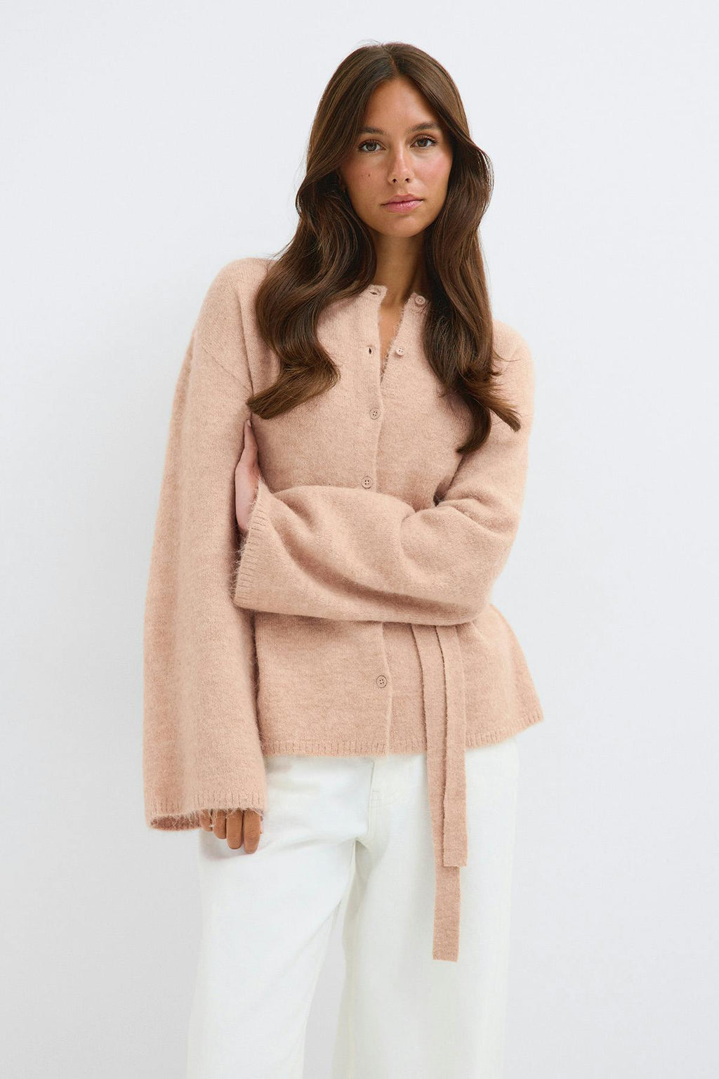 Knitted tie cardigan