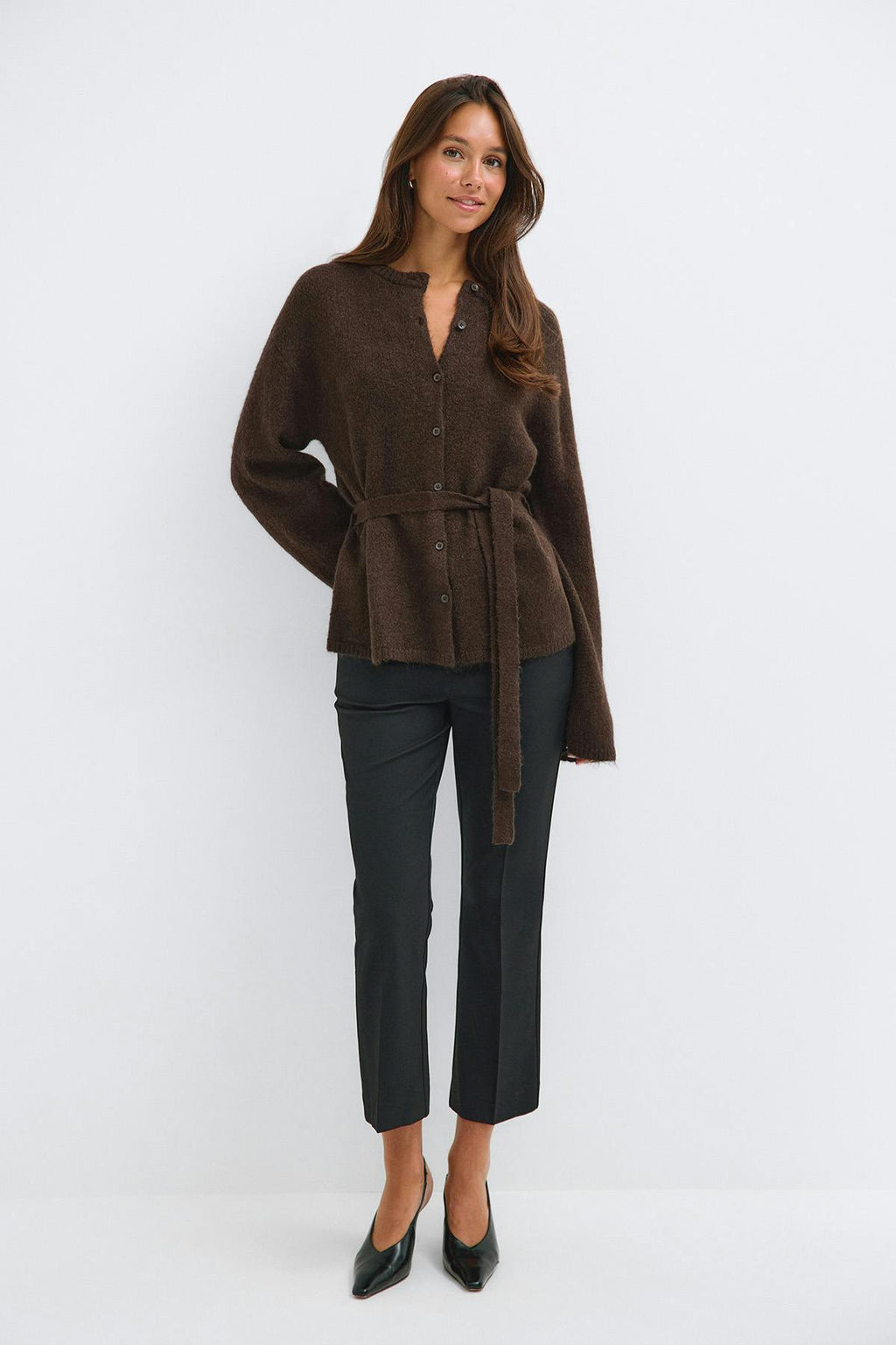 Knitted tie cardigan