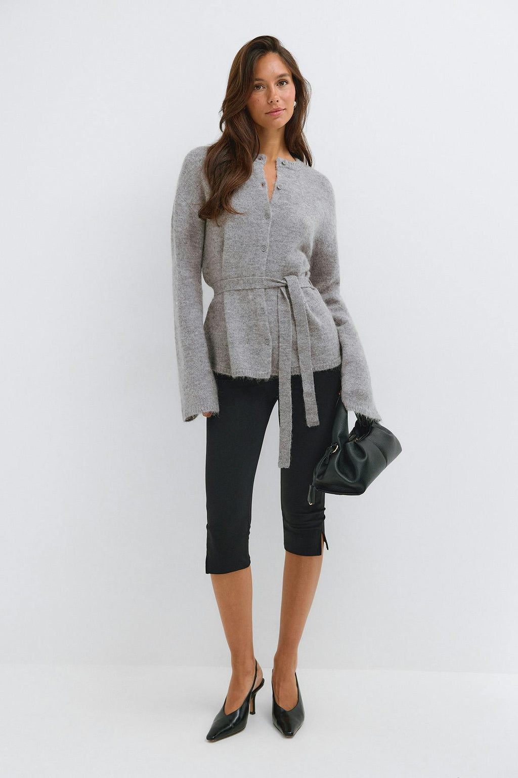 Knitted tie cardigan
