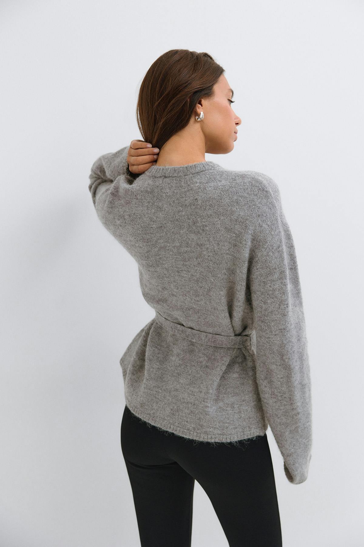 Knitted tie cardigan