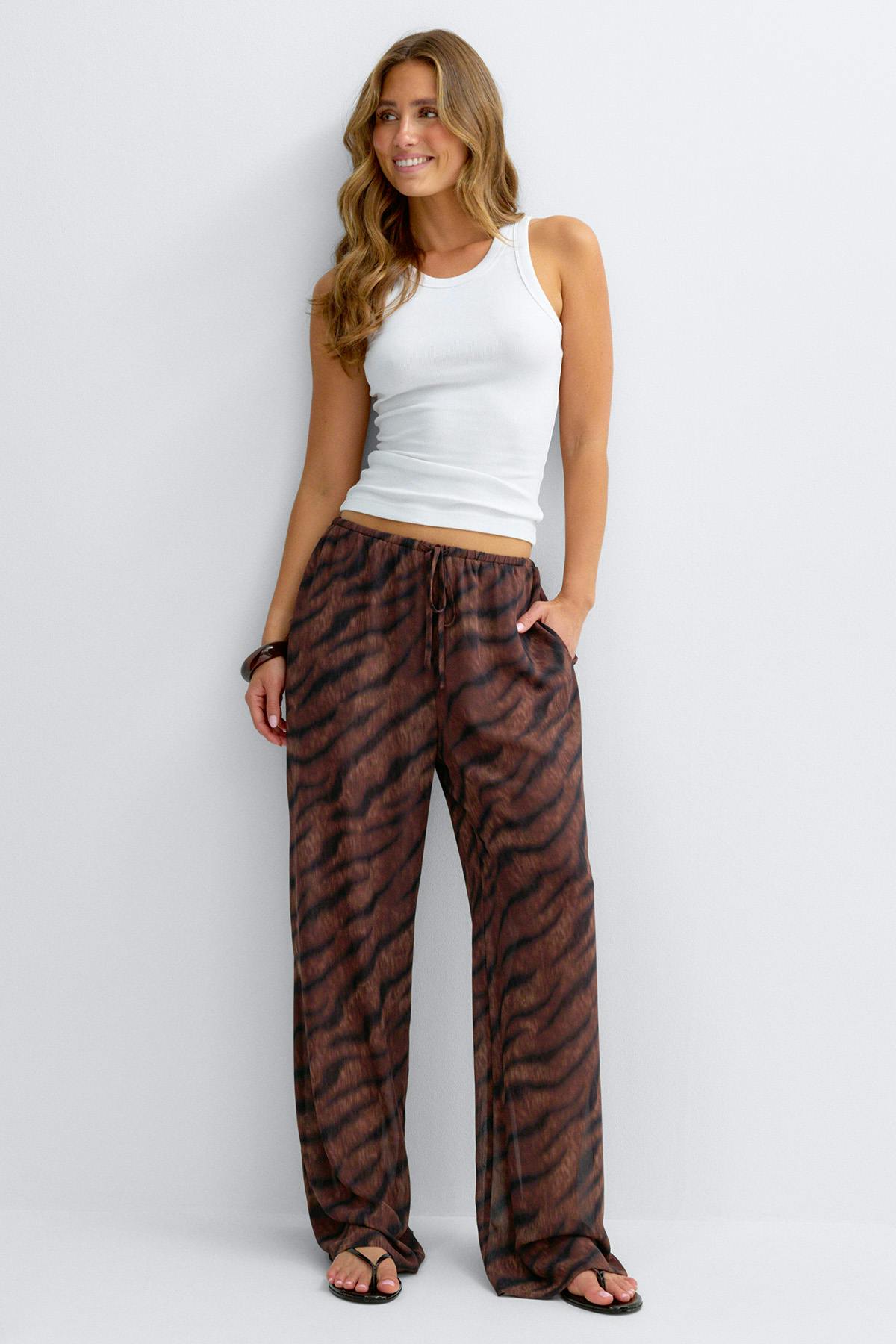 Wide chiffon trousers