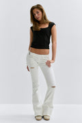 14+ pleated flare jeans