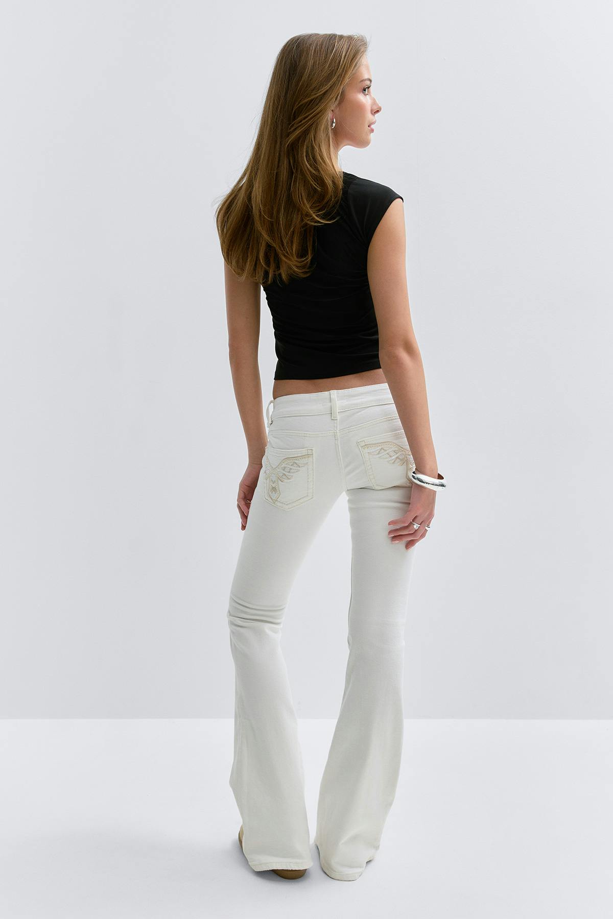 14+ pleated flare jeans