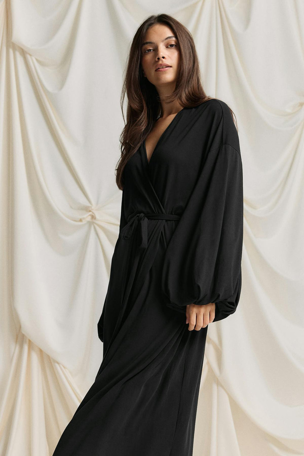 Balloon sleeve loungewear robe