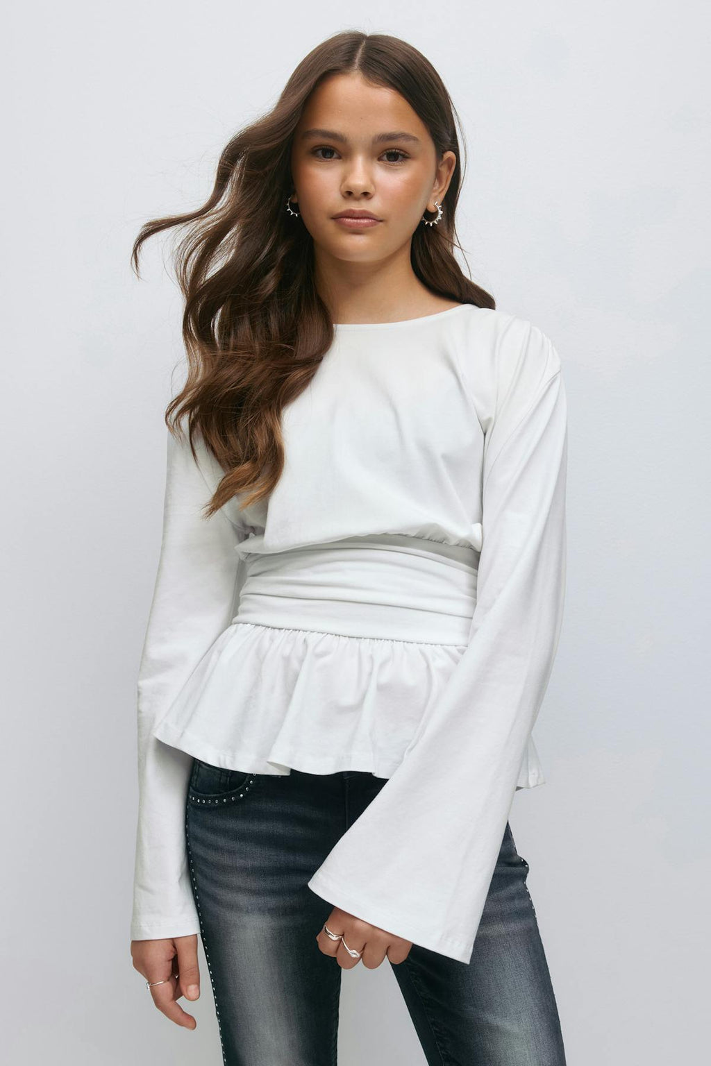 Y ruched long sleeve top