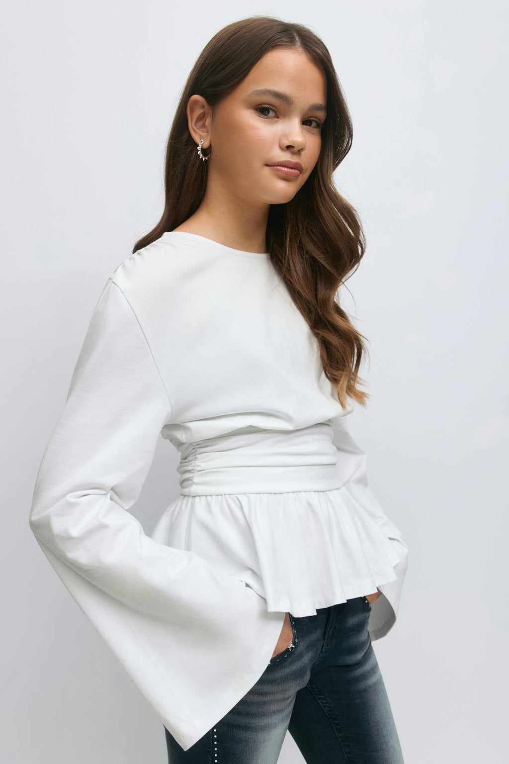 Y ruched long sleeve top