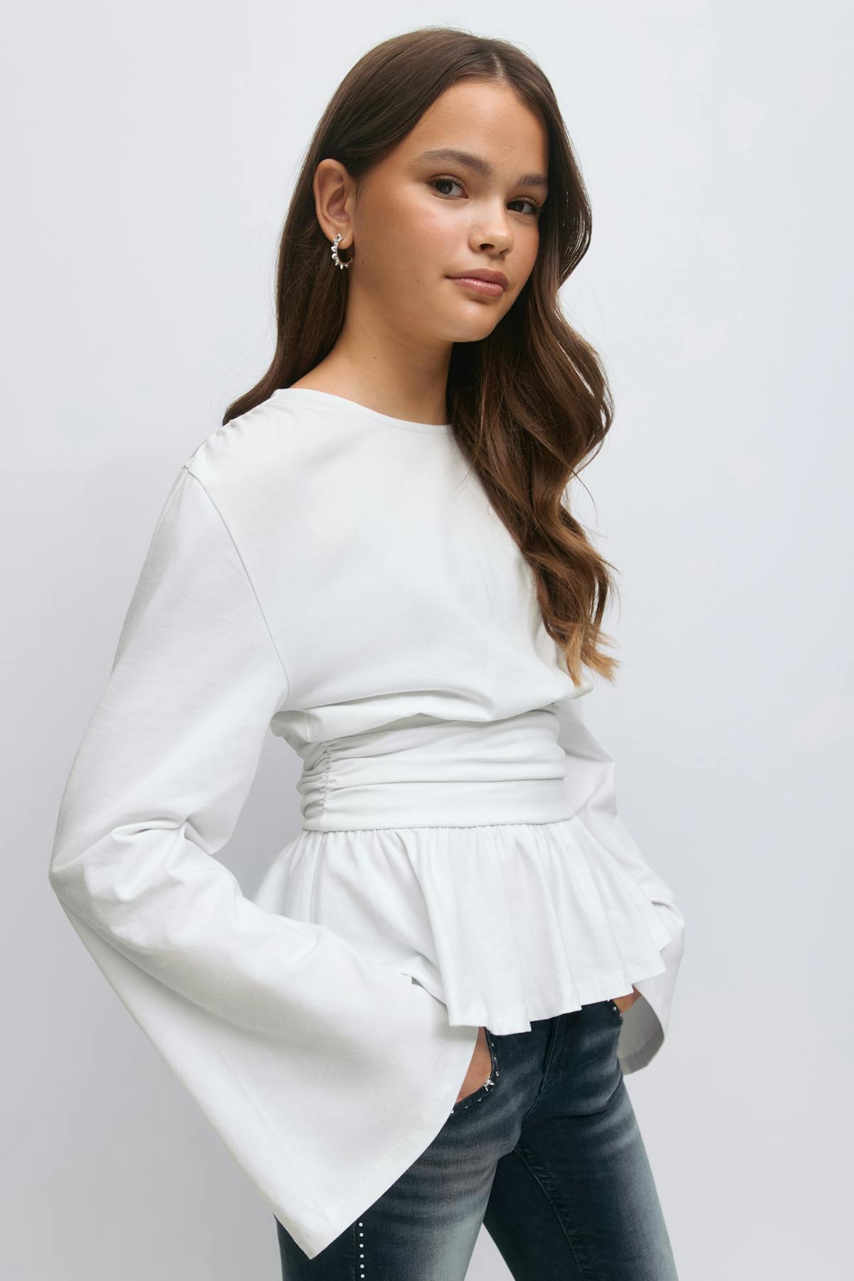 Y ruched long sleeve top