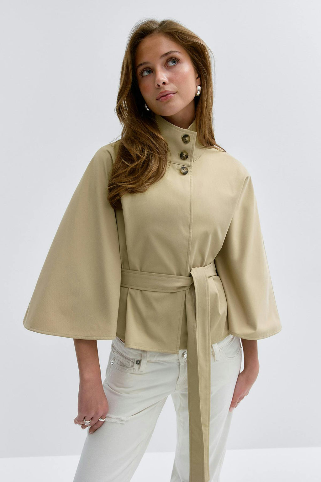 14+ belted trench cape