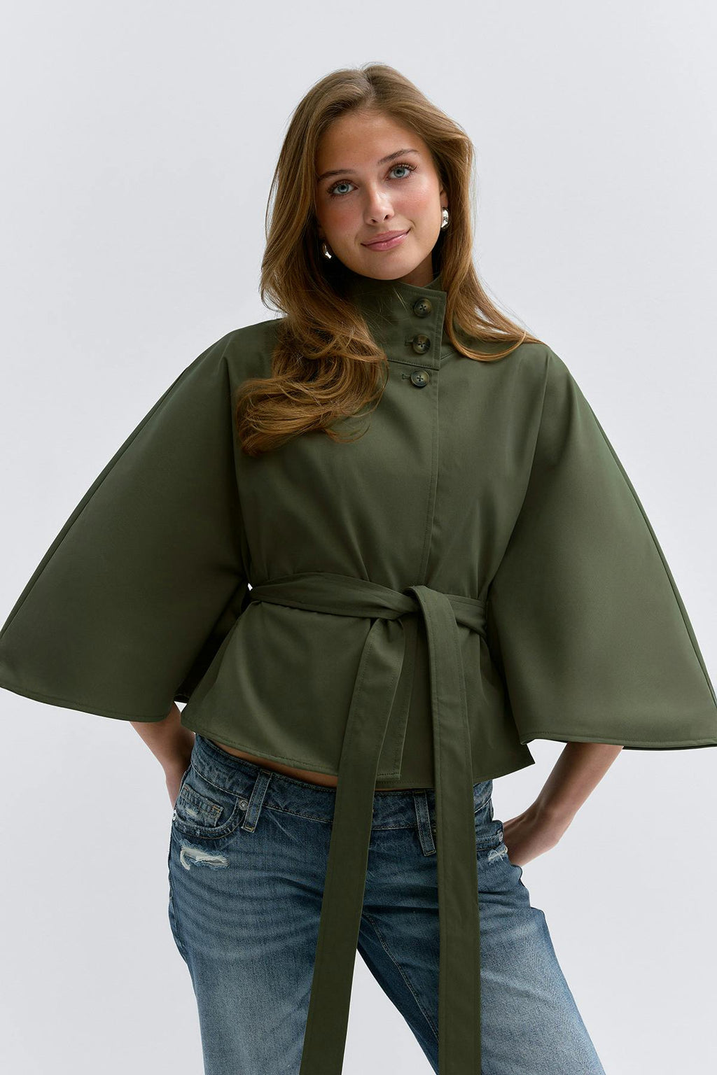 14+ belted trench cape