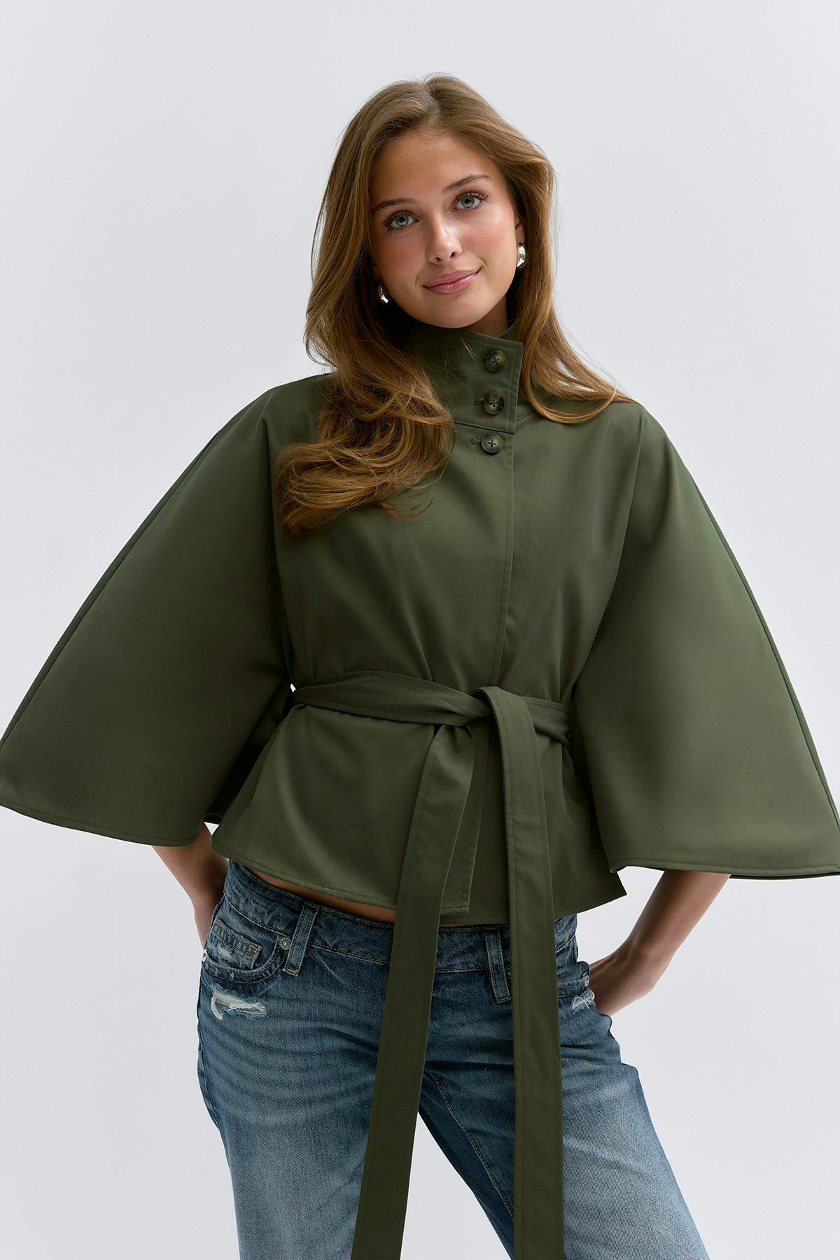 14+ belted trench cape