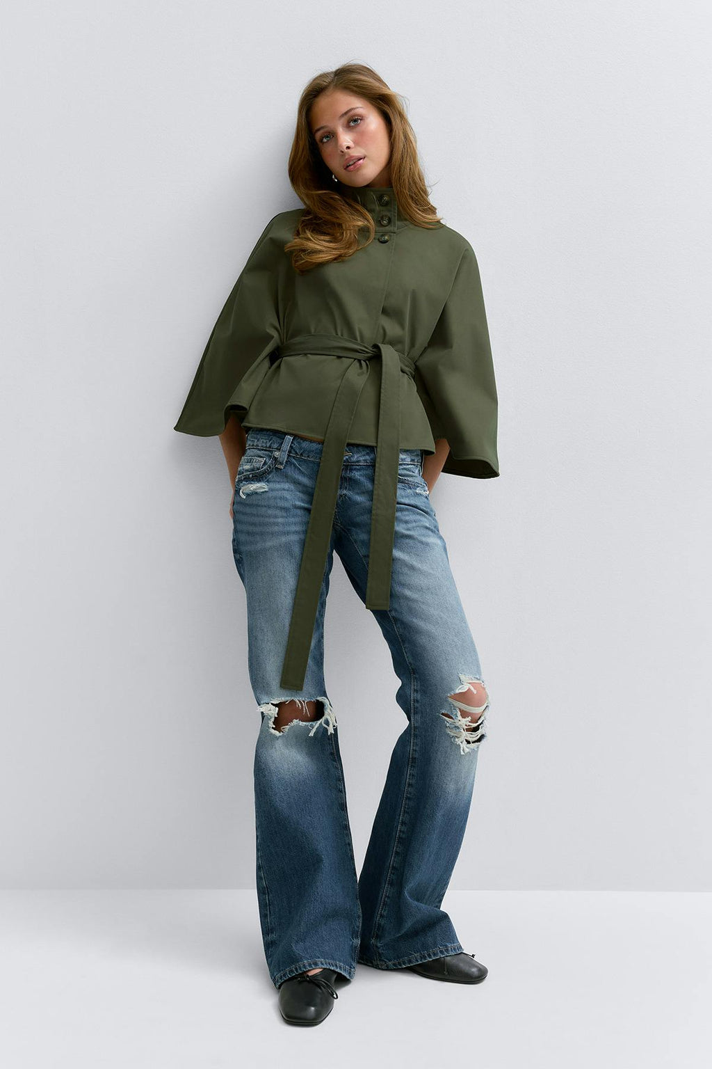 14+ belted trench cape