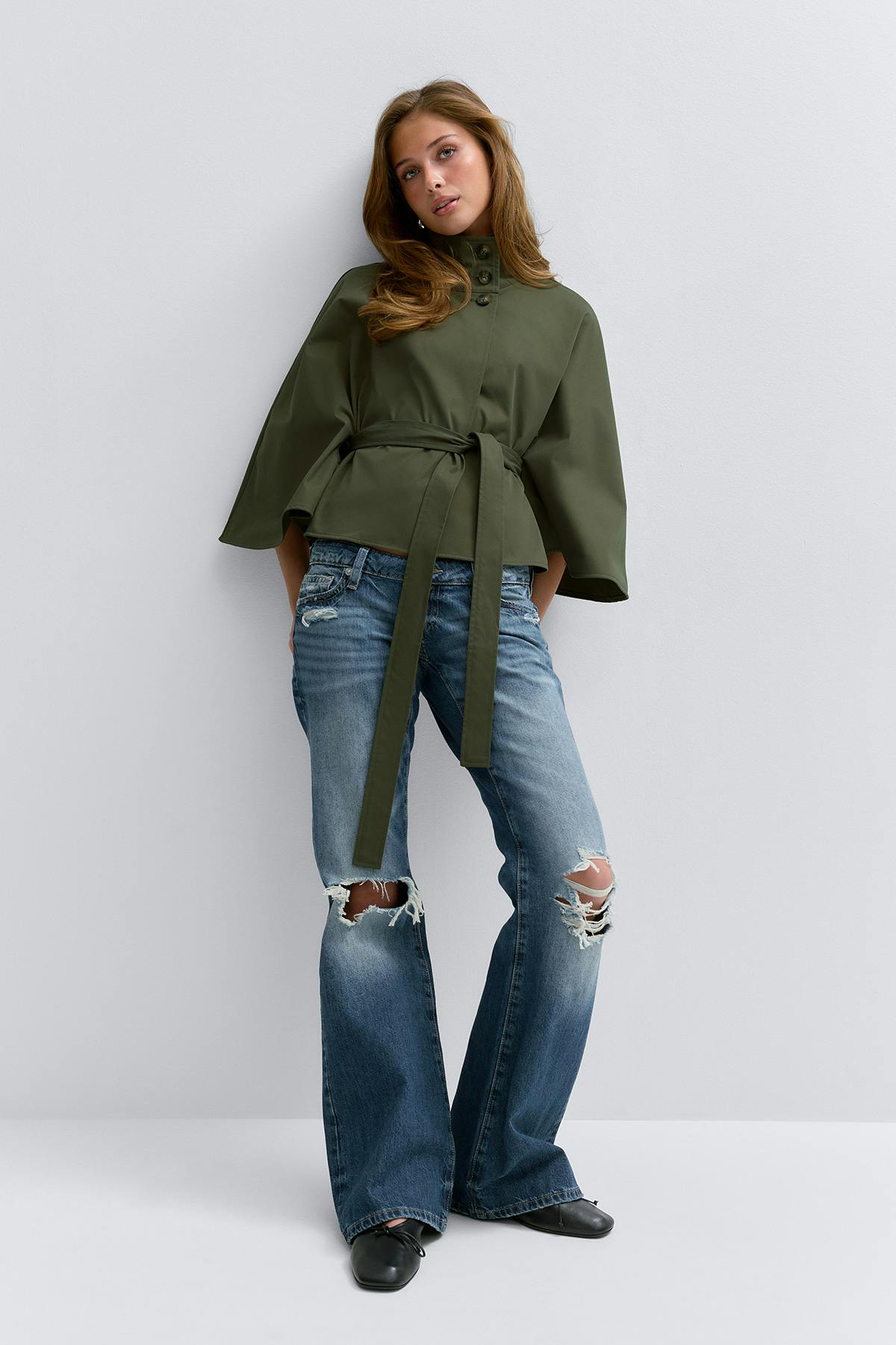 14+ belted trench cape
