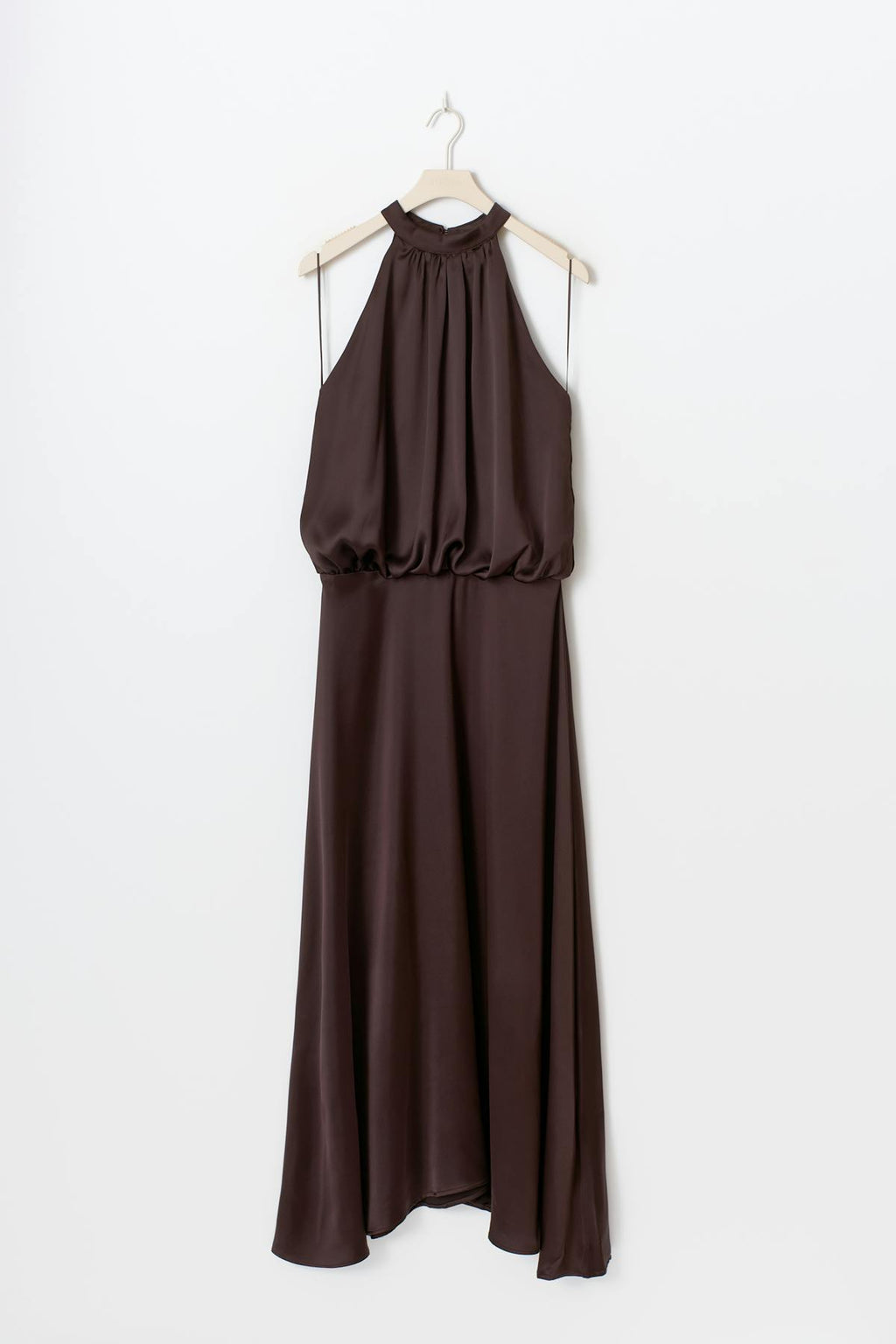 Satin halterneck maxi dress