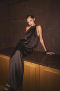 Satin halterneck maxi dress