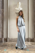 Satin halterneck maxi dress