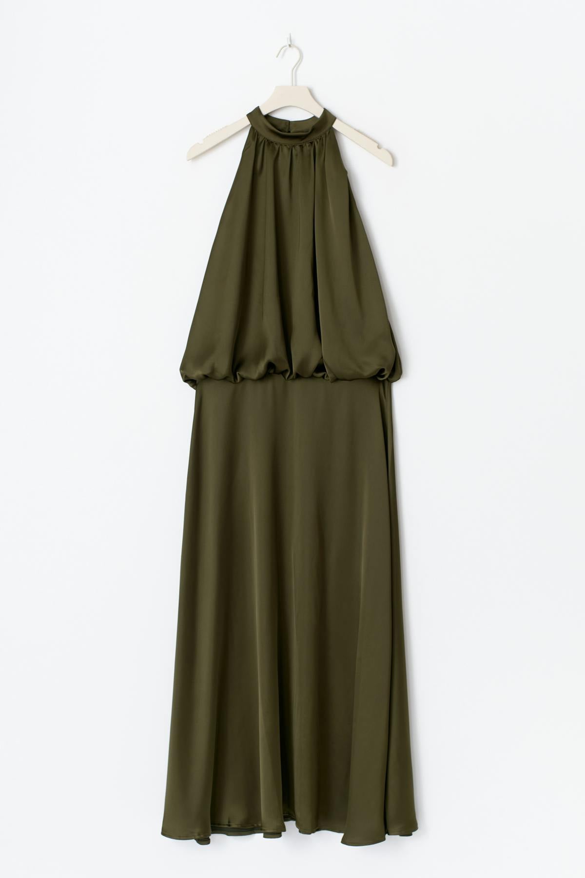 Satin halterneck maxi dress