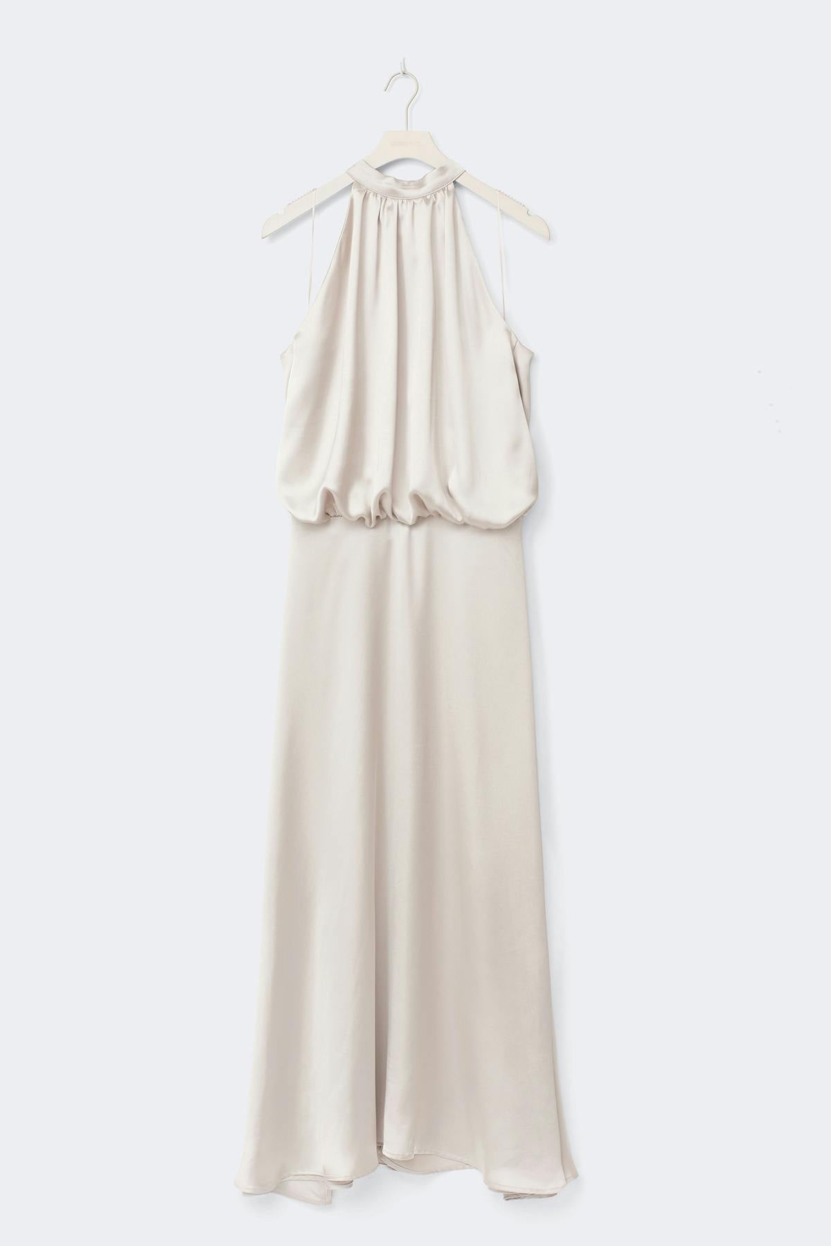 Satin halterneck maxi dress
