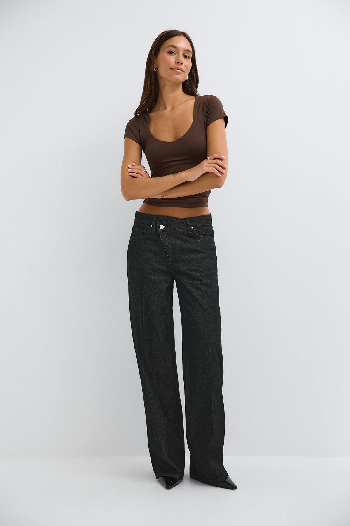 Wrap wide jeans
